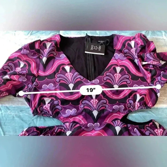 Area Stars Cutout Midriff Long Sleeve Dress NWT Size Large Holiday Party - Picture 13 of 16